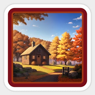 Cozy Cottage in Autumn Sticker